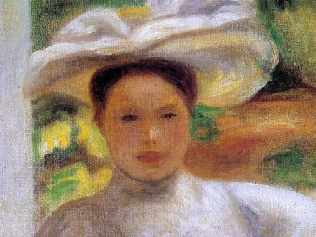 Young Woman in a Hat by Pierre Auguste Renoir - Hand-Painted Oil Painting on Canvas on Sale