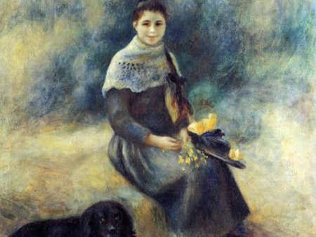 Young Girl with a Dog by Pierre Auguste Renoir - Hand-Painted Oil Painting on Canvas Online Sale