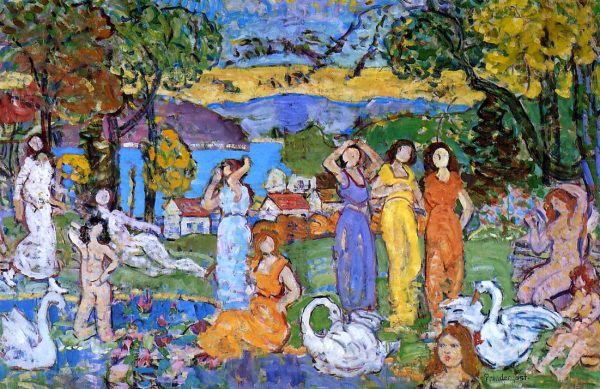 The Picnic by Maurice Prendergast - Hand-Painted Oil Painting on Canvas Online now