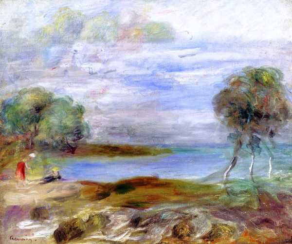 Two Figures by the Water by Pierre Auguste Renoir - Hand-Painted Oil Painting on Canvas Online now