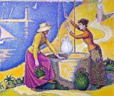 Women at the Well by Paul Signac - Hand-Painted Oil Painting on Canvas Sale