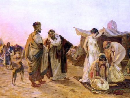 The Slave Market by Otto Pilny - Hand-Painted Oil Painting on Canvas For Sale