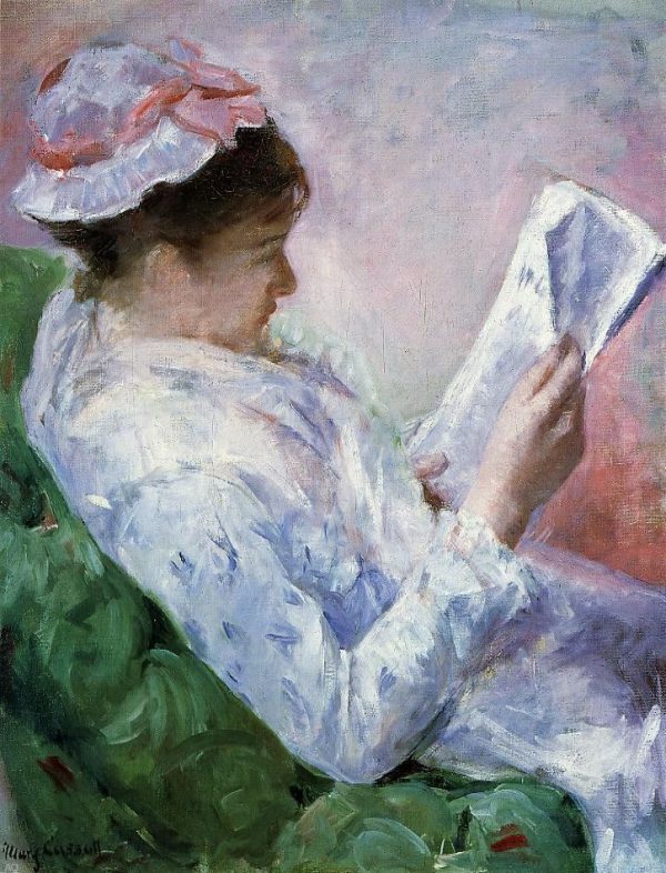 Woman Reading by Mary Cassatt - Hand-Painted Oil Painting on Canvas Online Sale