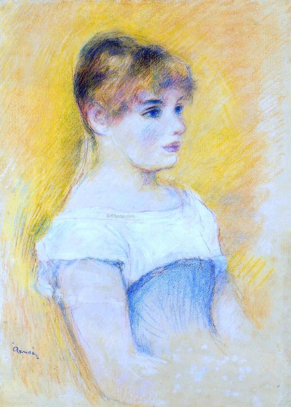 Young Girl in a Blue Corset by Pierre Auguste Renoir - Hand-Painted Oil Painting on Canvas For Cheap