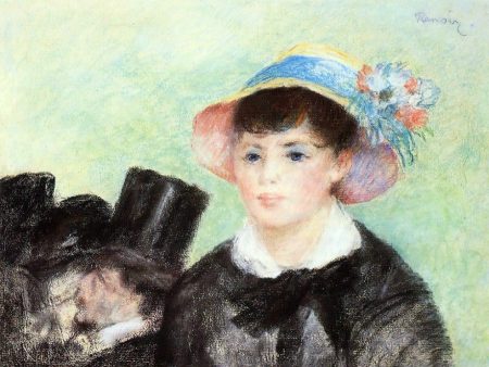 Young Woman in a Straw Hat by Pierre Auguste Renoir - Hand-Painted Oil Painting on Canvas Hot on Sale