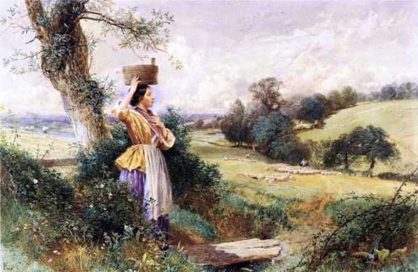 The Milk-maid by Myles Birket Foster - Hand-Painted Oil Painting on Canvas Fashion