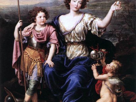 The Marquise de Seignelay and Two of her Children by Pierre Mignard - Hand-Painted Oil Painting on Canvas For Sale