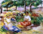 Three Young Girls Sitting in the Grass by Pierre Auguste Renoir - Hand-Painted Oil Painting on Canvas Supply