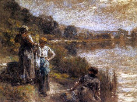 Washerwomen on the Banks of the Marne by Leon Augustin L hermitte) - Hand-Painted Oil Painting on Canvas Supply