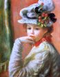 Young Girl in a White Hat by Pierre Auguste Renoir - Hand-Painted Oil Painting on Canvas Fashion