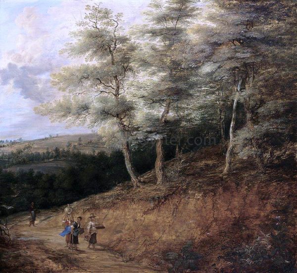 Wooded Landscape by Lucas Van Uden - Hand-Painted Oil Painting on Canvas Hot on Sale