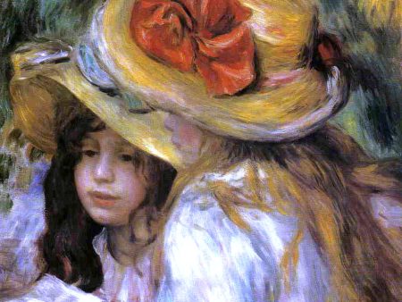 Two Young Girls Reading by Pierre Auguste Renoir - Hand-Painted Oil Painting on Canvas Online now