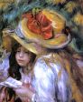 Two Young Girls Reading by Pierre Auguste Renoir - Hand-Painted Oil Painting on Canvas Online now