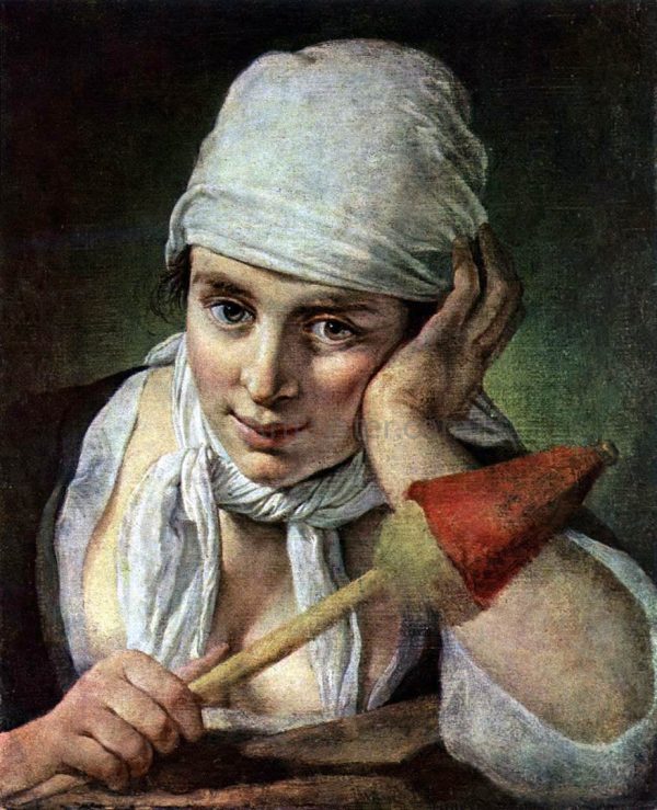 Young Girl with Distaff by Pietro Antonio Rotari - Hand-Painted Oil Painting on Canvas on Sale