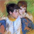 The Two Sisters by Mary Cassatt - Hand-Painted Oil Painting on Canvas Hot on Sale