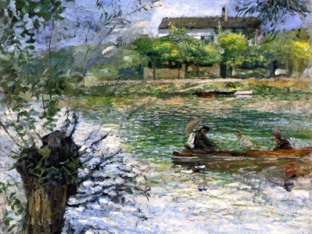 Willows and Figures in a Boat by Pierre Auguste Renoir - Hand-Painted Oil Painting on Canvas For Sale