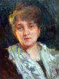 Portrait of Woman by Ulpiano Checa - Hand-Painted Oil Painting on Canvas on Sale