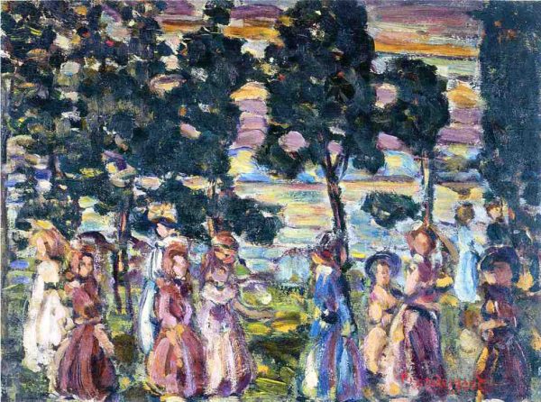 The Sunday Scene by Maurice Prendergast - Hand-Painted Oil Painting on Canvas Cheap