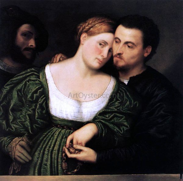 The Venetian Lovers by Paris Bordone - Hand-Painted Oil Painting on Canvas Online