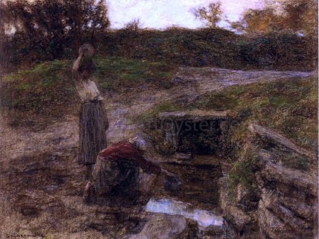 Woman at a Fountain by Leon Augustin L hermitte) - Hand-Painted Oil Painting on Canvas on Sale