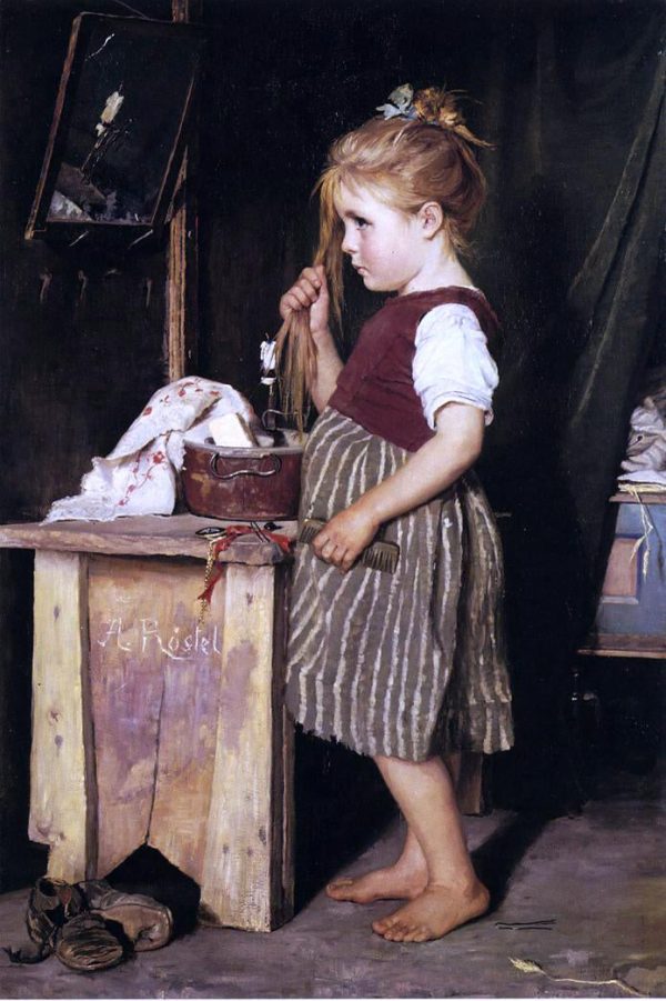 Young Girl Combing Her Hair by Phillip Richard Morris - Hand-Painted Oil Painting on Canvas Supply