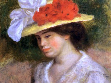 Woman in a Flowered Hat by Pierre Auguste Renoir - Hand-Painted Oil Painting on Canvas For Cheap