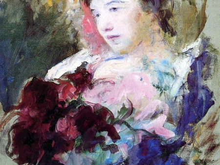 Young Girl Holding a Loose Bouquet by Mary Cassatt - Hand-Painted Oil Painting on Canvas For Cheap