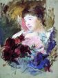 Young Girl Holding a Loose Bouquet by Mary Cassatt - Hand-Painted Oil Painting on Canvas For Cheap