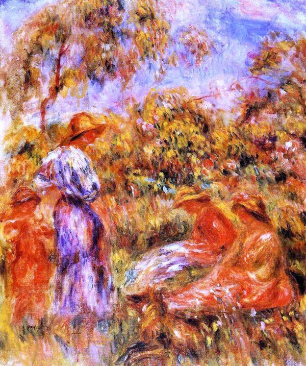 Three Women and Child in a Landscape by Pierre Auguste Renoir - Hand-Painted Oil Painting on Canvas Sale