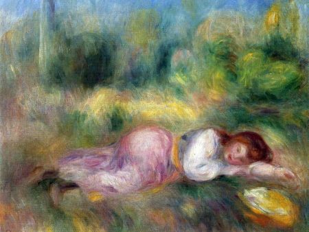 A Girl Streched out on the Grass by Pierre Auguste Renoir - Hand-Painted Oil Painting on Canvas on Sale