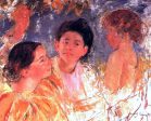 Two Young Girls with a Child by Mary Cassatt - Hand-Painted Oil Painting on Canvas Supply