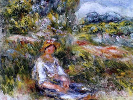 Young Girl Seated in a Meadow by Pierre Auguste Renoir - Hand-Painted Oil Painting on Canvas Fashion