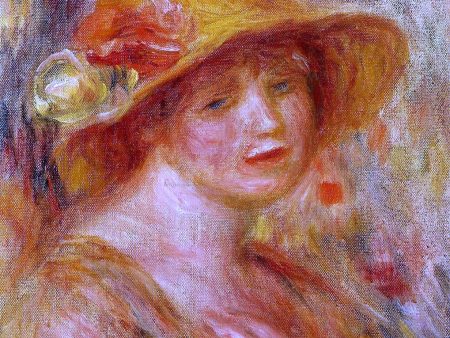 Woman in a Straw Hat by Pierre Auguste Renoir - Hand-Painted Oil Painting on Canvas Supply