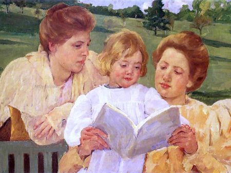 The Garden Reading by Mary Cassatt - Hand-Painted Oil Painting on Canvas For Cheap