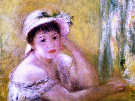 Woman with a Straw Hat by Pierre Auguste Renoir - Hand-Painted Oil Painting on Canvas For Discount