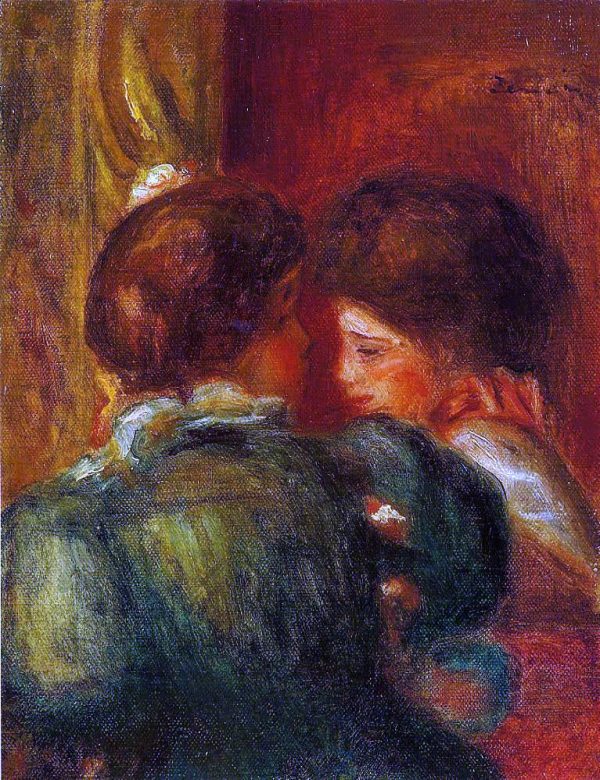 Two Women s Heads (also known as The Loge) by Pierre Auguste Renoir - Hand-Painted Oil Painting on Canvas For Cheap