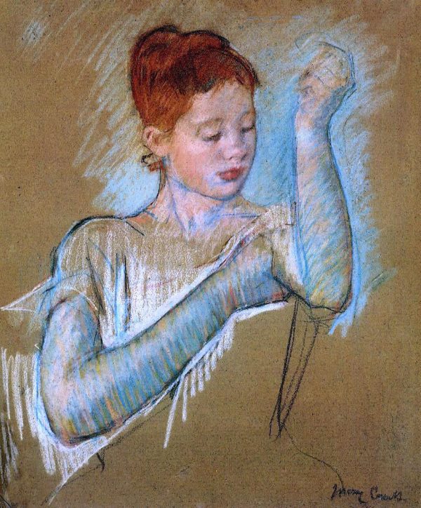 The Long Gloves by Mary Cassatt - Hand-Painted Oil Painting on Canvas on Sale