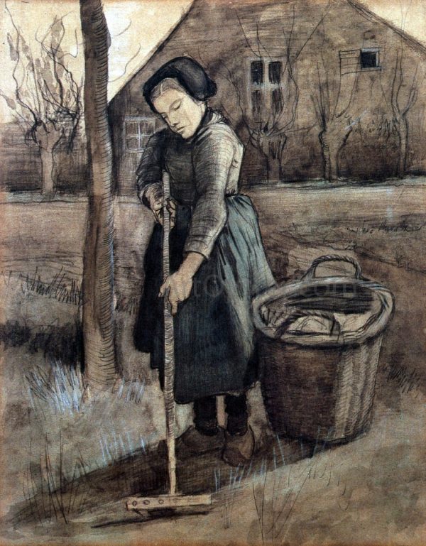 The Girl Raking by Vincent Van Gogh - Hand-Painted Oil Painting on Canvas Online Hot Sale