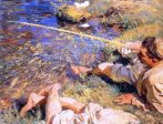 Val d Aosta, Man Fishing by John Singer Sargent - Hand-Painted Oil Painting on Canvas Online Sale