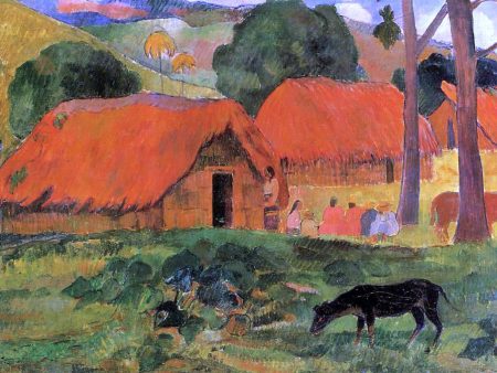 Three Huts, Tahiti by Paul Gauguin - Hand-Painted Oil Painting on Canvas Online Hot Sale