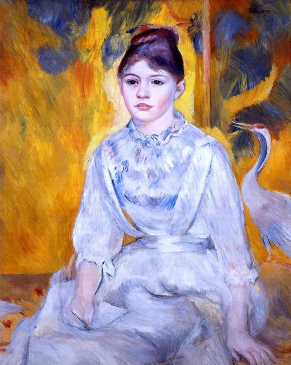 Young Woman with Crane by Pierre Auguste Renoir - Hand-Painted Oil Painting on Canvas Discount