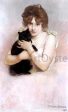 Young Ballerina Holding a Black Cat by Pierre Carrier-Belleuse - Hand-Painted Oil Painting on Canvas Sale