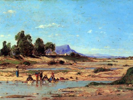 Washerwomen by Paul-Camille Guigou - Hand-Painted Oil Painting on Canvas For Sale