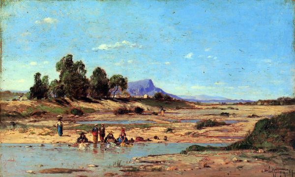 Washerwomen by Paul-Camille Guigou - Hand-Painted Oil Painting on Canvas For Sale