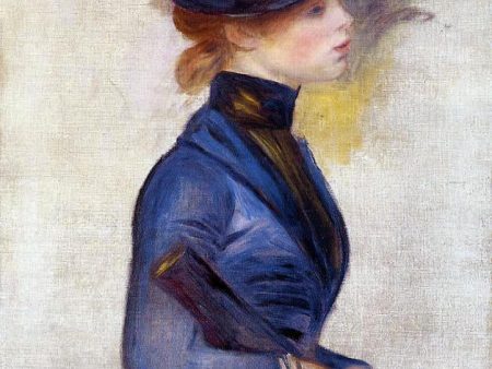 Young Woman in Bright Blue at the Conservatory by Pierre Auguste Renoir - Hand-Painted Oil Painting on Canvas Online now