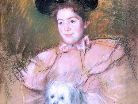 Woman in Raspberry Costume Holding a Dog by Mary Cassatt - Hand-Painted Oil Painting on Canvas Online Sale