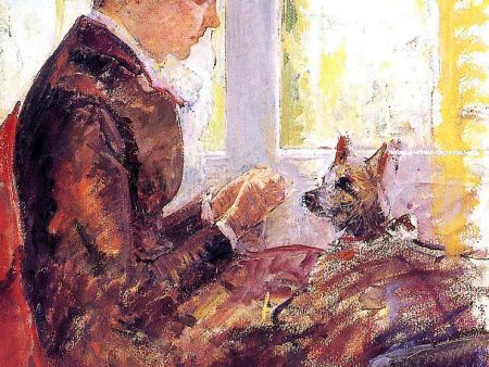 Woman by a Window Feeding Her Dog by Mary Cassatt - Hand-Painted Oil Painting on Canvas Supply