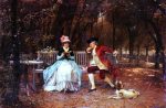 The Suitor by Louis Emile Adan - Hand-Painted Oil Painting on Canvas Hot on Sale