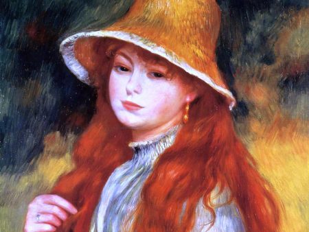 Young Girl in a Straw Hat by Pierre Auguste Renoir - Hand-Painted Oil Painting on Canvas For Discount