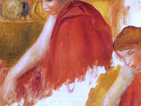 Two Women in Red Robes by Pierre Auguste Renoir - Hand-Painted Oil Painting on Canvas Sale